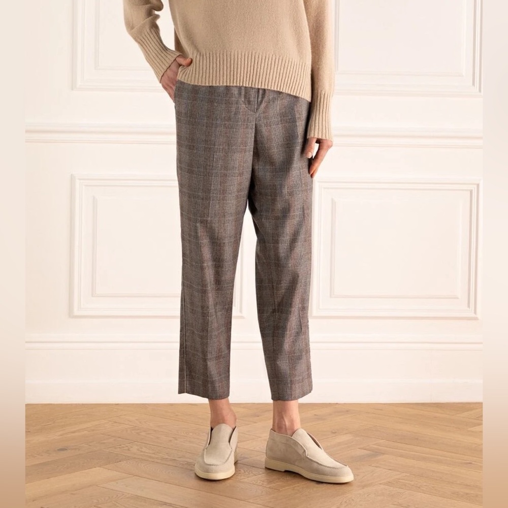 Peserico Gray Plaid Trousers